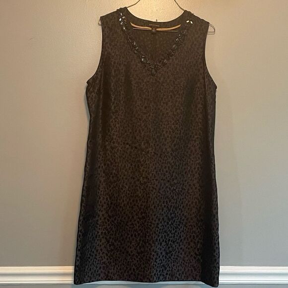 Dana Buchman Animal print dress size 14 black metallic cheetah leopard - Picture 1 of 4